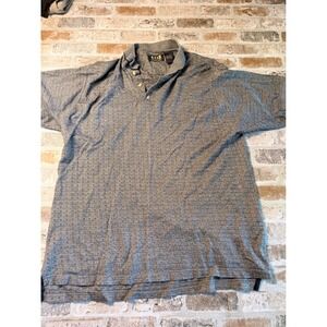Foursome Mens XL Golf Polo Shirt Grey Black Diamond Knit Cotton Short Sleeve
